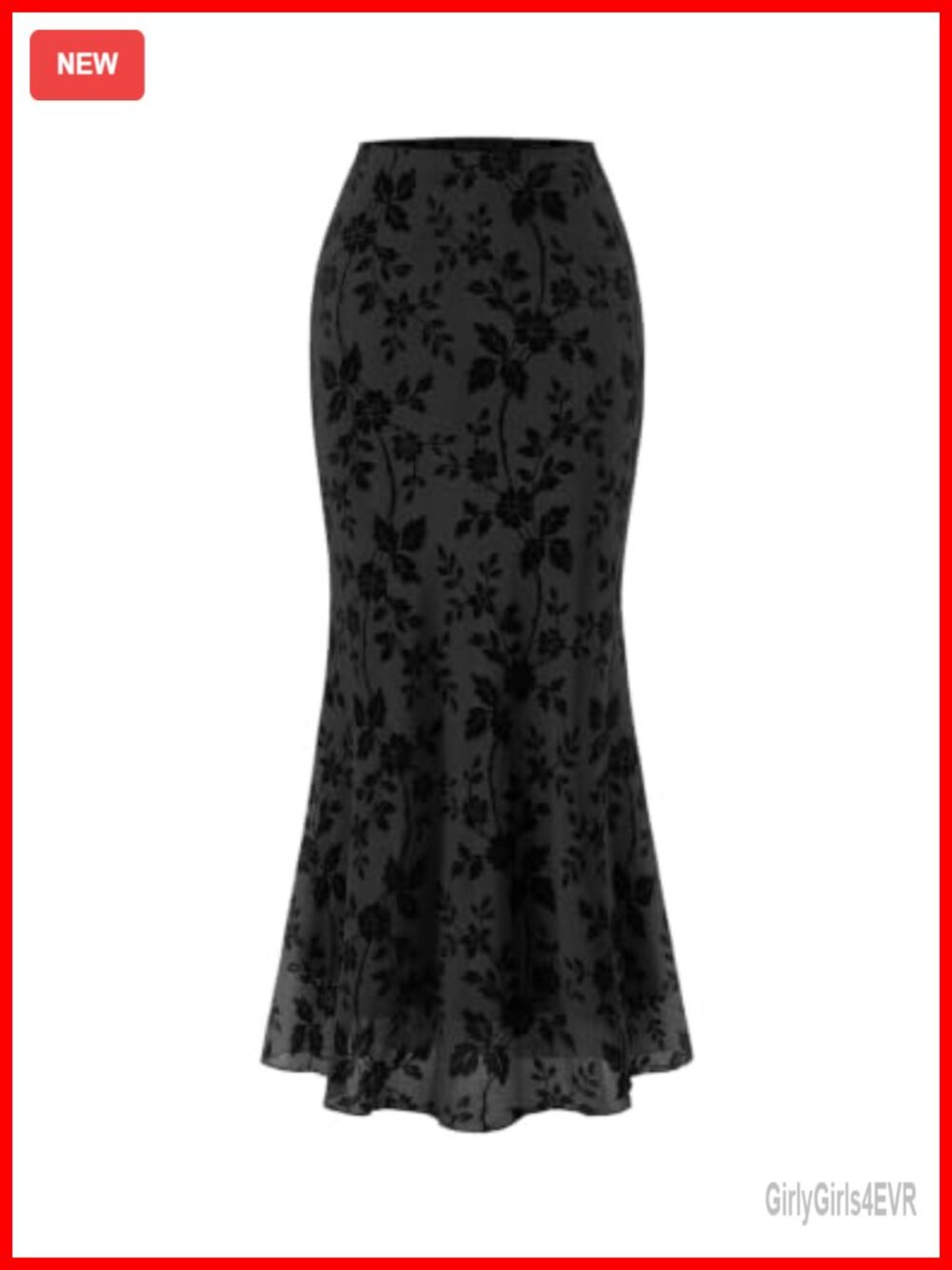 Floral Mesh High Waisted Mermaid Maxi Skirt